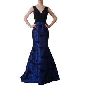 Avery G Floral Trumpet Fit Black Floral Gown 2